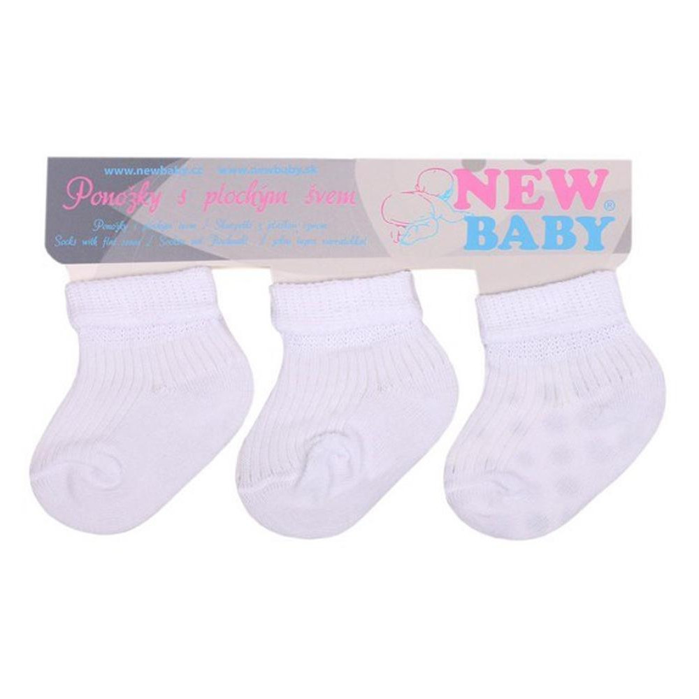 Kojenecké pruhované ponožky New Baby bílé - 3ks, 56 (0-3m)