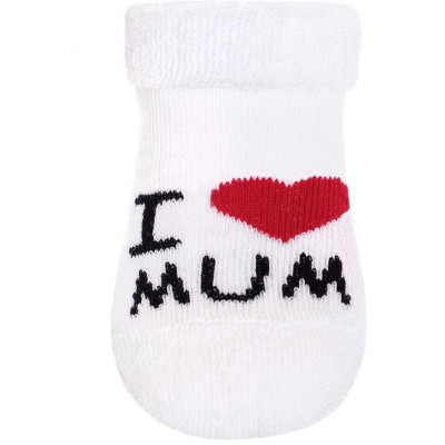 Kojenecké froté ponožky New Baby bílé I Love Mum and Dad, 56 (0-3m)