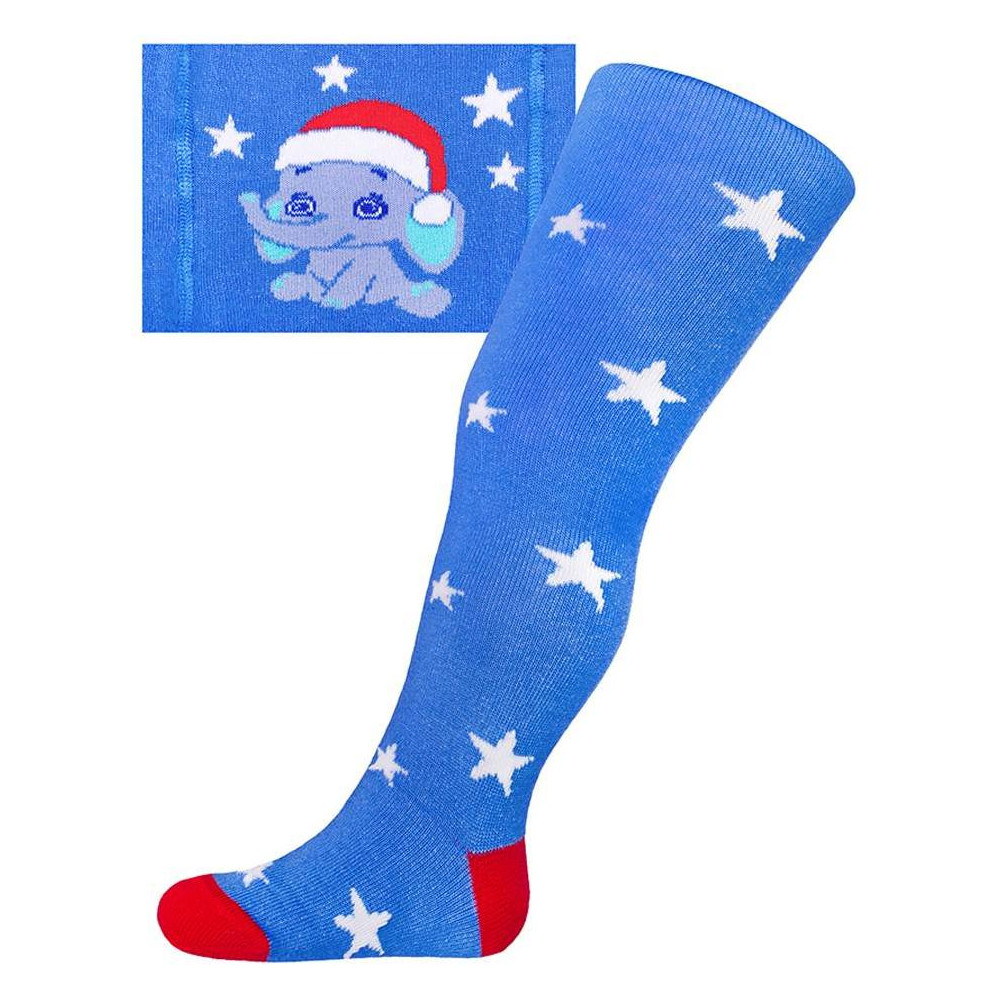 Vánoční bavlněné punčocháčky New Baby modré se slonem, 68 (4-6m)