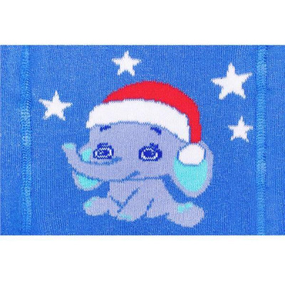 Vánoční bavlněné punčocháčky New Baby modré se slonem, 68 (4-6m)