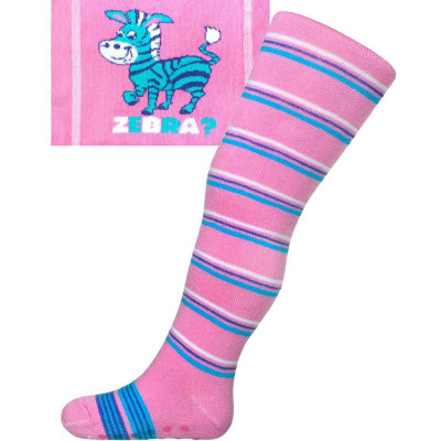 Bavlněné punčocháčky New Baby s ABS růžové zebra s pruhy, 104 (3-4r)