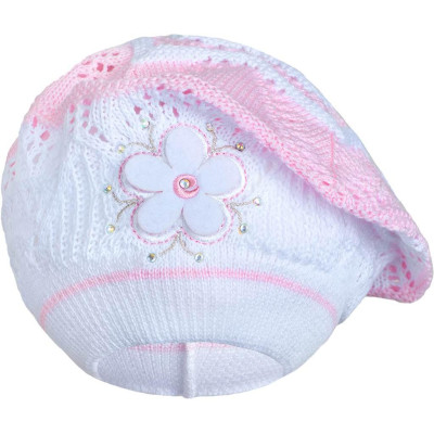 Pletená čepička-baret New Baby světle růžová, 104 (3-4r)