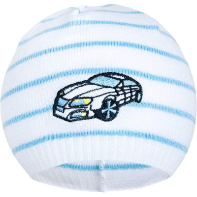 Jarní čepička New Baby s autíčkem bílo-modrá, 104 (3-4r)