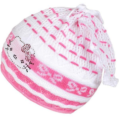 Pletená čepička-šátek New Baby kočička růžová, 104 (3-4r)