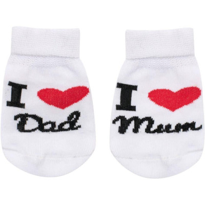 Kojenecké bavlněné ponožky New Baby I Love Mum and Dad bílé, 62 (3-6m)