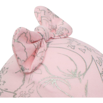 Kojenecká bavlněná čepička s mašličkou New Baby NUNU růžová, 80 (9-12m)