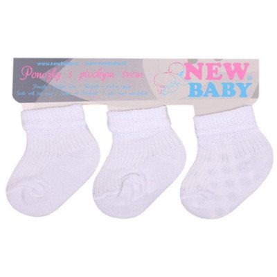 Kojenecké pruhované ponožky New Baby bílé - 3ks, 62 (3-6m)