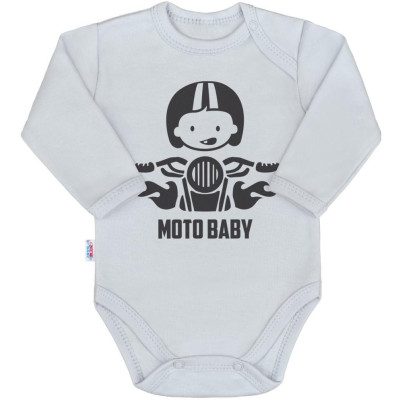 Body s potiskem New Baby Moto baby šedé, 80 (9-12m)