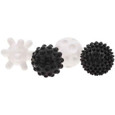 Sada senzorických hraček Akuku balónky 4ks 6 cm černobílé