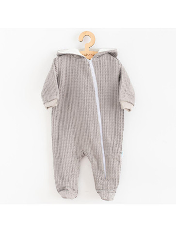 Kojenecký mušelínový overal s kapucí New Baby Comfort clothes šedá, 56 (0-3m)