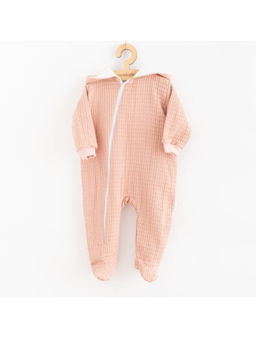 Kojenecký mušelínový overal s kapucí New Baby Comfort clothes růžová, 56 (0-3m)