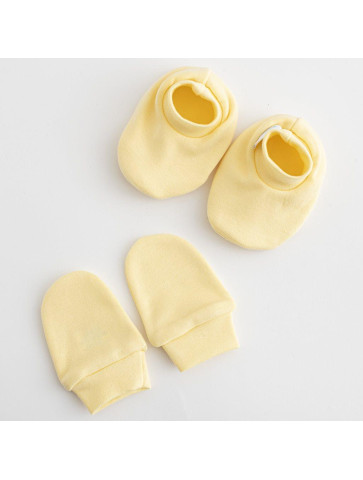Kojenecký bavlněný set-capáčky a rukavičky New Baby Casually dressed žlutá 0-6m, 0-6 m
