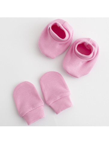 Kojenecký bavlněný set-capáčky a rukavičky New Baby Casually dressed růžová 0-6m, 0-6 m