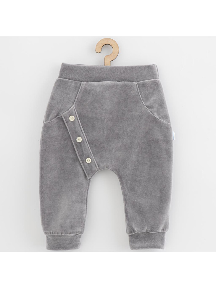 Kojenecké semiškové tepláčky New Baby Suede clothes šedá, 62 (3-6m)