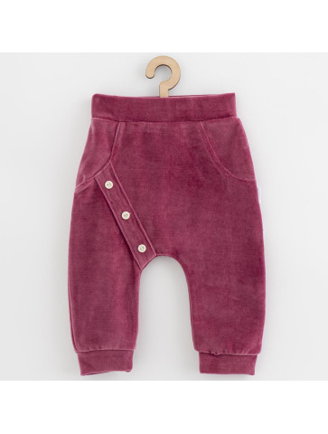 Kojenecké semiškové tepláčky New Baby Suede clothes růžovo fialová, 62 (3-6m)