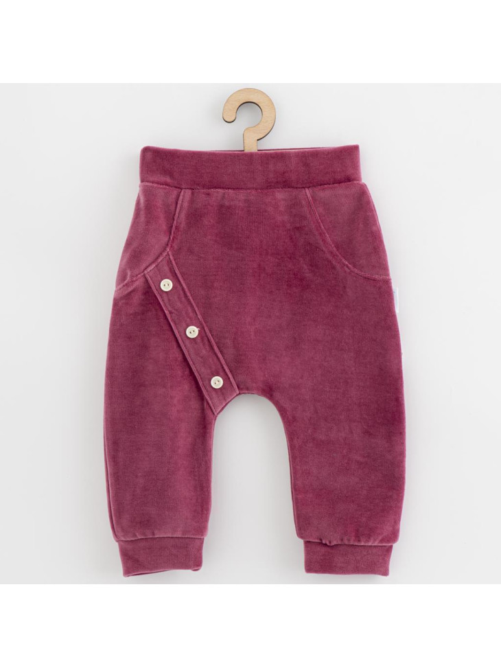 Kojenecké semiškové tepláčky New Baby Suede clothes růžovo fialová, 68 (4-6m)
