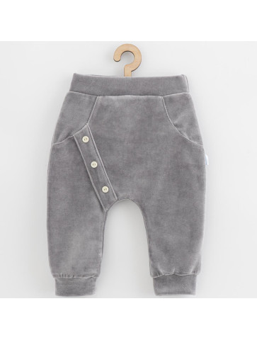 Kojenecké semiškové tepláčky New Baby Suede clothes šedá, 74 (6-9m)